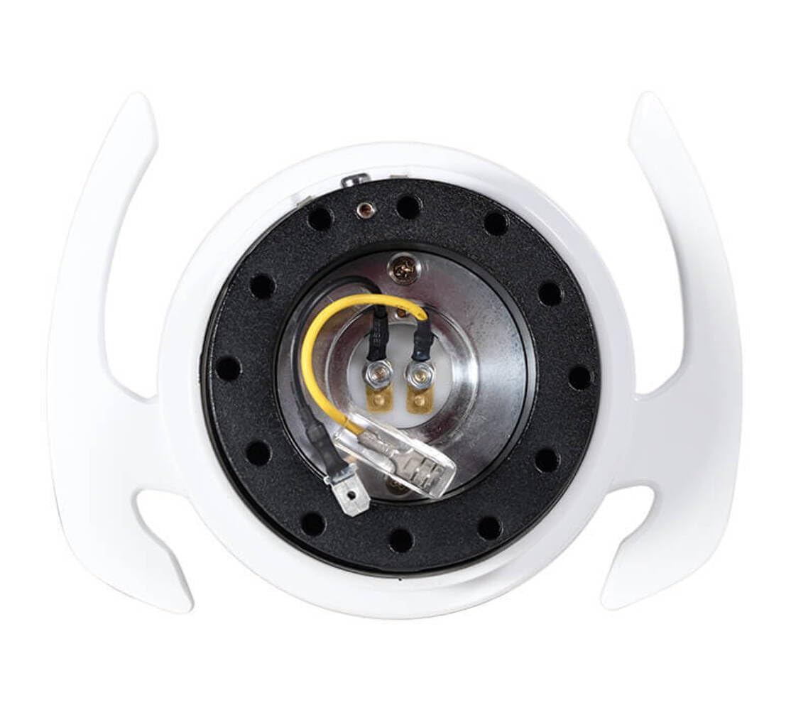 NRG Innovations GEN 4.0 NRG-SRK-700BK-WT Steering Wheel Quick Release Kit Adapter, Black Body/White Ring With Handles & 6x70 and 6x74mm Bolt Patterns