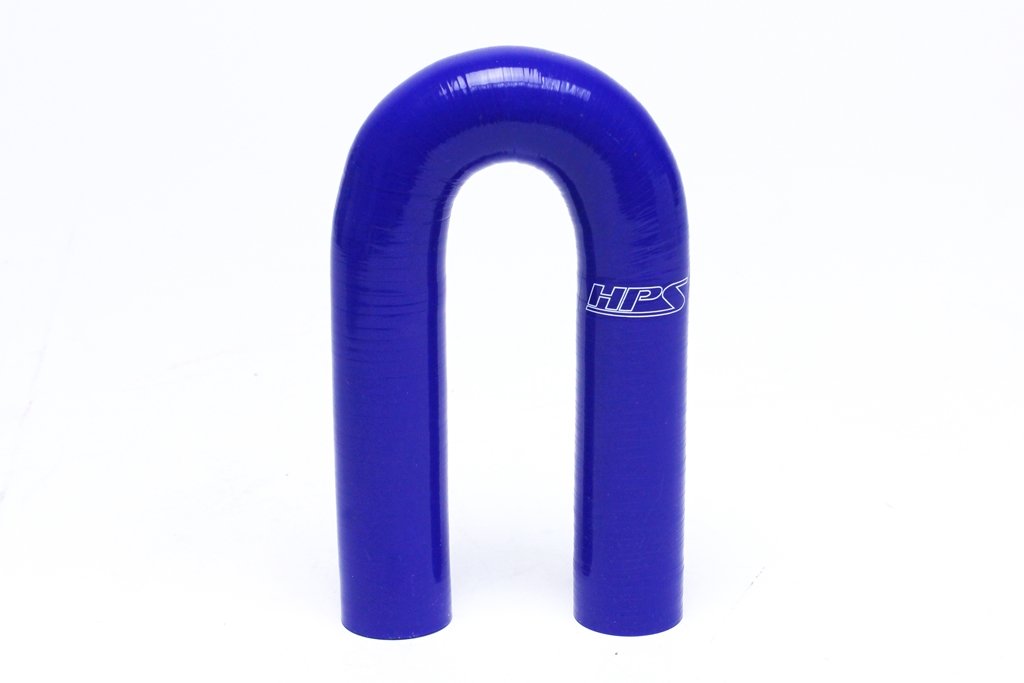 HPS Performance Silicone HTSEC180-050-BLUE High Temperature 4-Ply Reinforced 180 Degree U Bend Elbow Coupler Hose, 80 psi Maximum Pressure, 1/2" ID, Blue