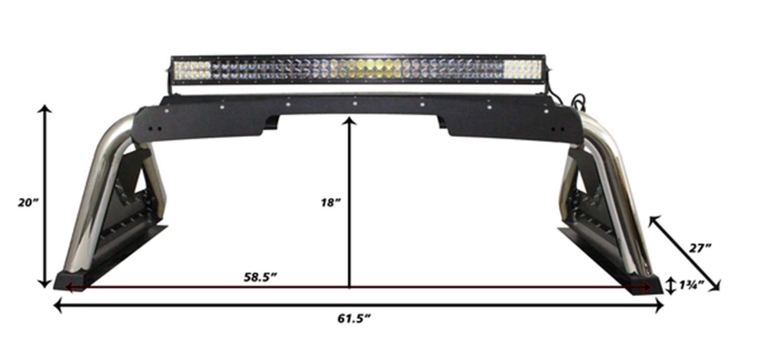 Sport Bar 2.0 Go Rhino w/Mounting for up to 6" Individual Lights & LED Light Bars up to 40" | Stainless Steel, Polished | 915000PS | Fits 2016-2023 Toyota Tacoma & Others (See Description)