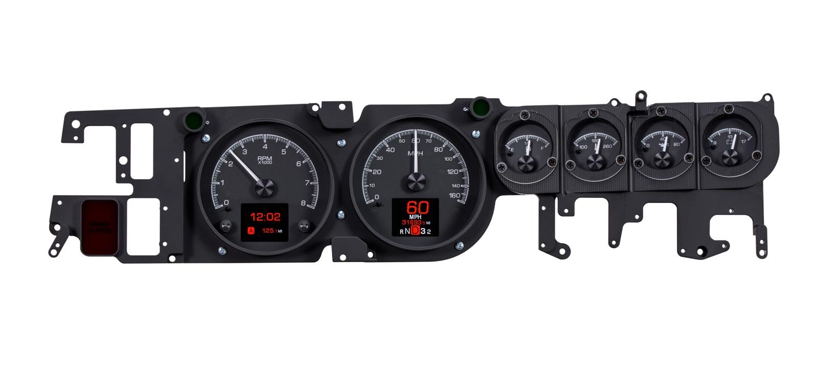 Dakota Digital HDX-68D-CHG-K Compatible with 1968-70 Charger Dodge, Super Bee, 1969-70 Coronet R/T, 1970 Plymouth GTX and Road Runner Customizable Analog Gauge System Black Alloy