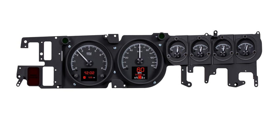 Dakota Digital HDX-68D-CHG-K Compatible with 1968-70 Charger Dodge, Super Bee, 1969-70 Coronet R/T, 1970 Plymouth GTX and Road Runner Customizable Analog Gauge System Black Alloy