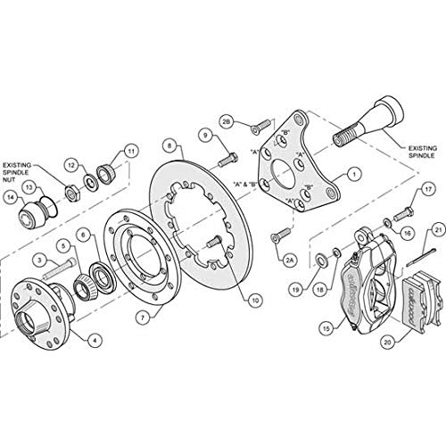 FDL Front Drag Kit WILWOOD 140-11930-D, Drilled Rotor 1970-1973 Mustang