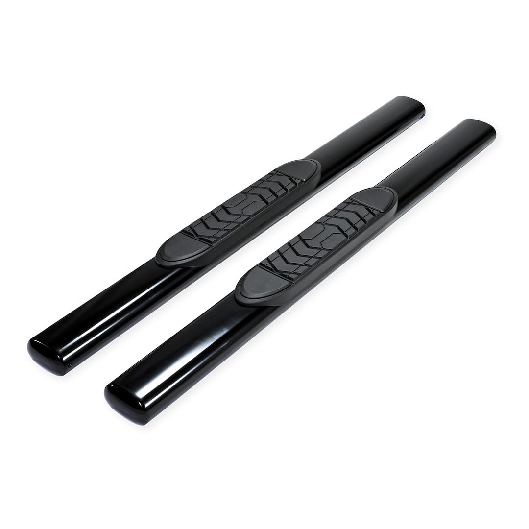 Ford F-150 Nerf Bar Fits Standard Cab 2015-2026 Straight 5 Inch Oval Black Powder Coated Steel Side Steps with Slip-Resistant Step Pads Rocker Panel Mount Set of 2 Running Boards TrailFX A7040B