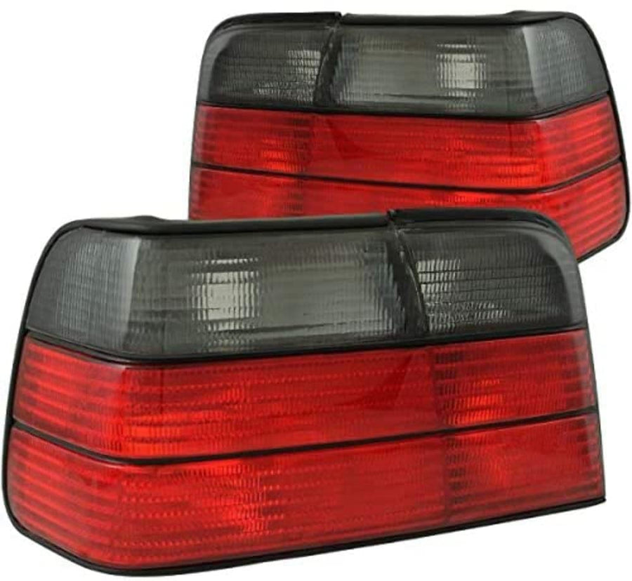 Chrome Euro Tail Light Set ANZO USA 221200-Red/Smoke Lens