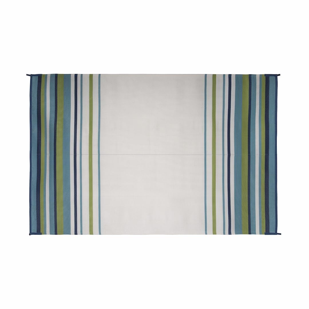 Faulkner 68679 Furniture Mat Striped 8x20 Aqua/navy/lime/wht