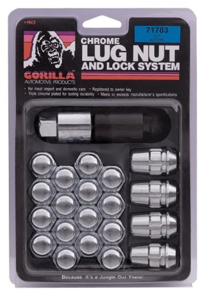 Gorilla 71733 Automotive Acorn Chrome Lug Nut and Lock System (12mm x 1.50 Thread Size)