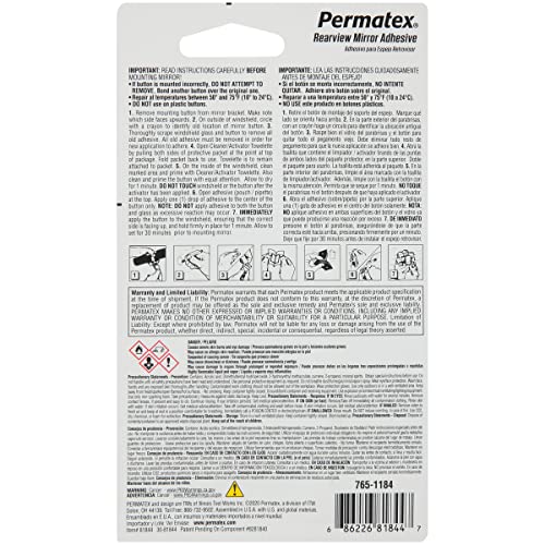 Rearview Mirror Adhesive Permatex, Adhesive .3ml/Primer .6ml (81844)