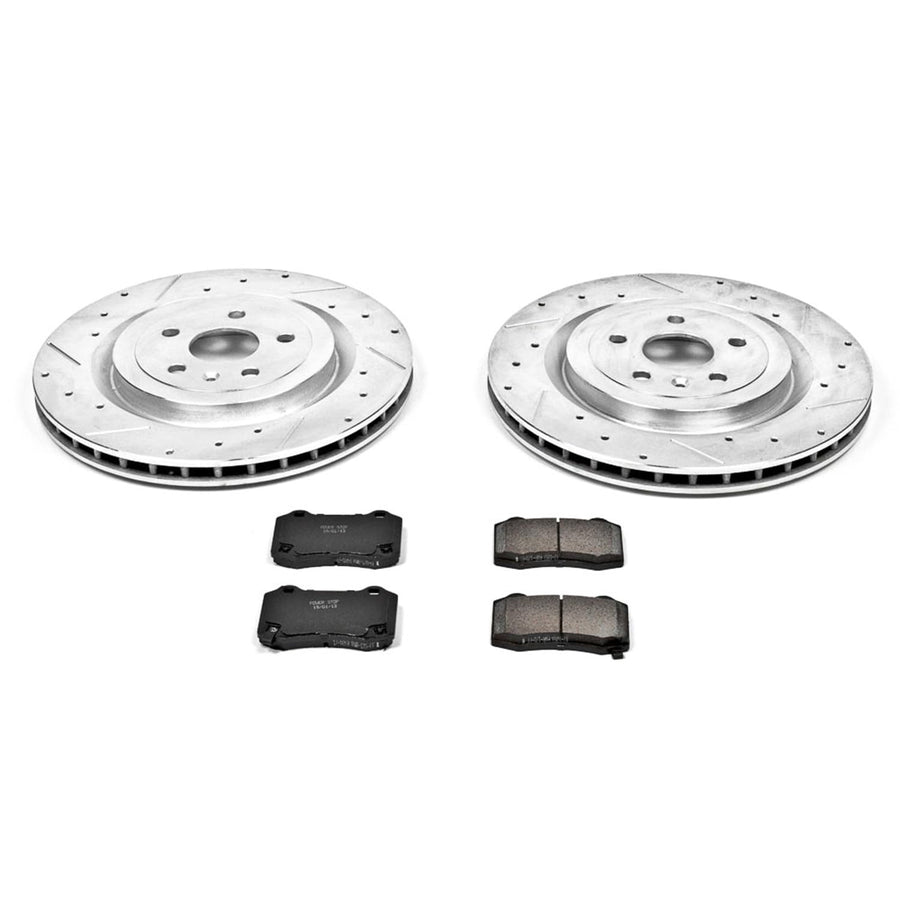 Power Stop K3019 Brake Pads Rear Z23 Carbon Fiber with Drilled & Slotted Brake Rotors Kit