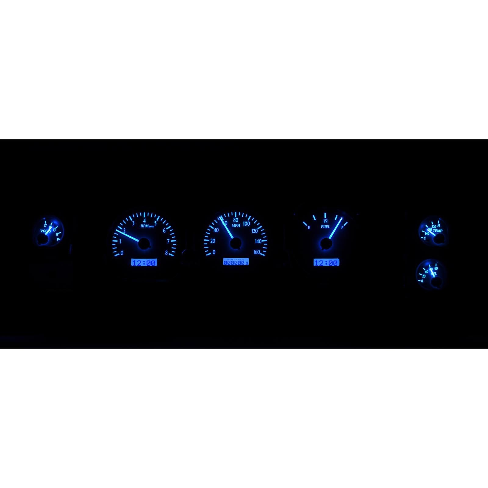 Dakota Digital VHX-70C-CVL-S-B Analog Dash Gauge System Compatible with Chevy Chevelle SS 1970-72, Monte Carlo and El Camino and 1971 GMC Sprint SP, Silver Alloy Style, Blue Backlighting