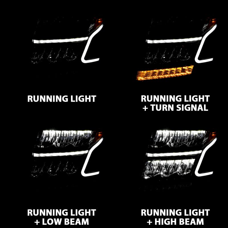 LED HEADLIGHT ANZO PLANK STYLE BLACK CLEAR W/SEQUENTIAL AMBER 111478