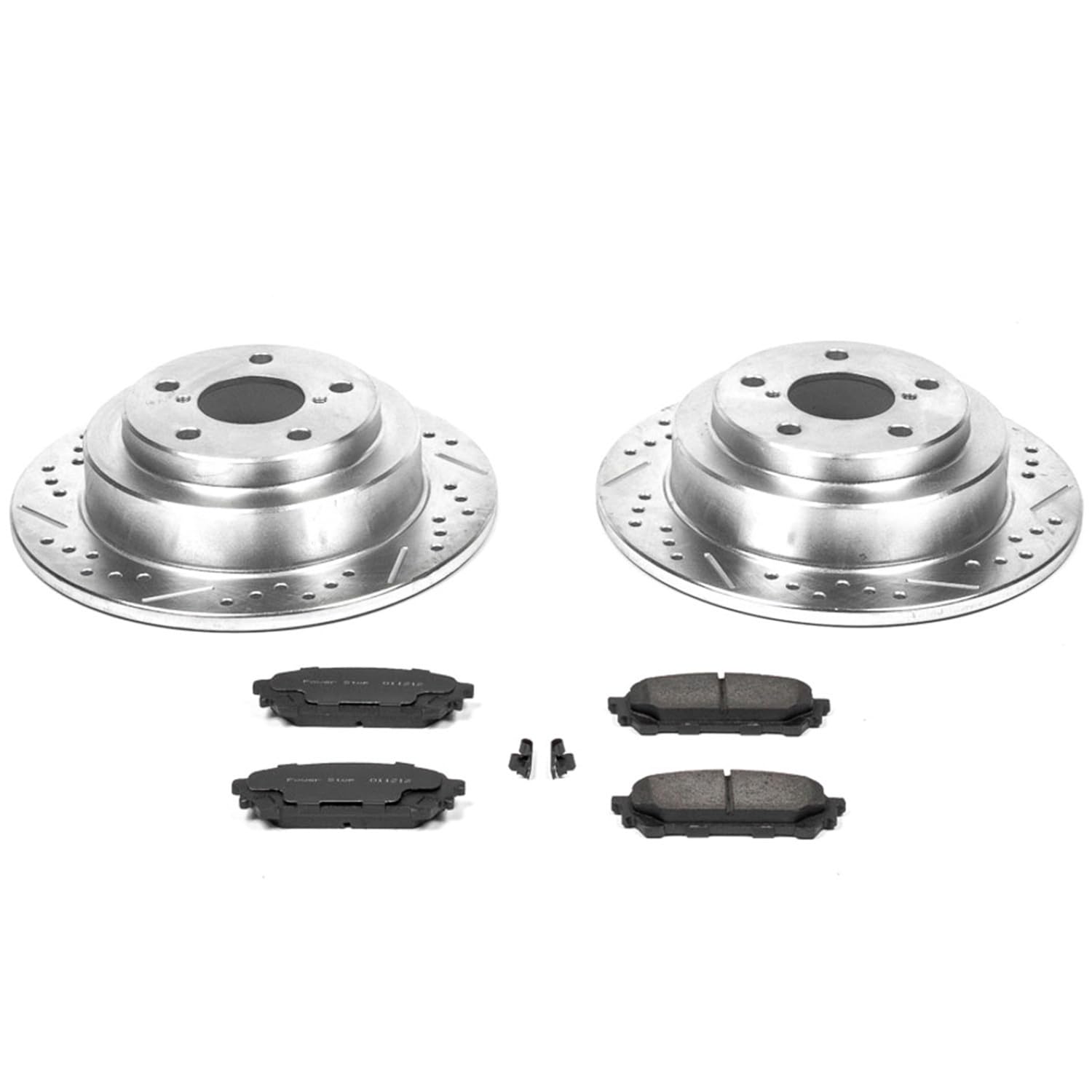Power Stop K447 Z23 Carbon Fiber Brake Pads with Drilled & Slotted Brake Rotors Kit For Saab 9-2X 2005-2006, Subaru Forester 2004-2008, Subaru Impreza 2003-2007 [Model Specific]