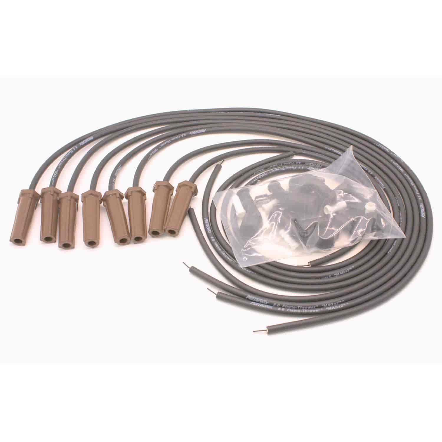Flame-Thrower Spark Plug Wires Pertronix 818280 8mm 8 Cylinder Universal LS 180 Degree Black, 8 Pack