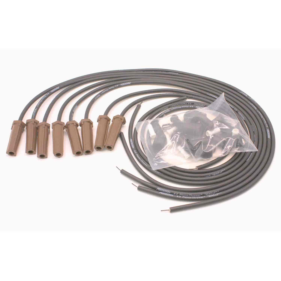 Flame-Thrower Spark Plug Wires Pertronix 818280 8mm 8 Cylinder Universal LS 180 Degree Black, 8 Pack