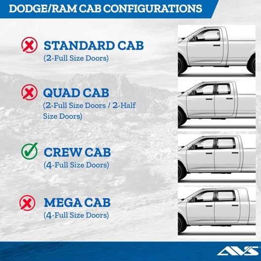 Low Profile Auto Ventshade [AVS] Rain Guards for 2019-2025 Dodge Ram 1500, Crew CAB ONLY | Window Vent Visors, 4 pcs. - Dark Smoke | 994064
