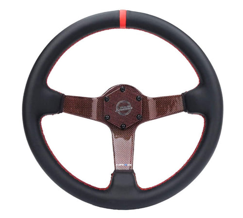 NRG Innovations Carbon Fiber Steering Wheel NRG-RST-036CF-RD 350mm Red Carbon Fiber, Red Stiching, Red Center Mark, Leather