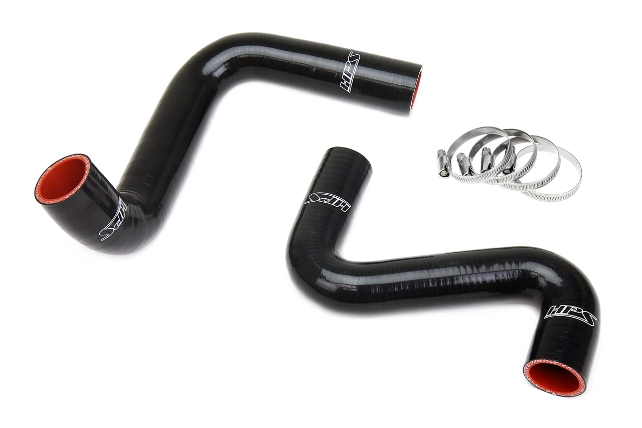 3-ply HPS Performance Reinforced Black Silicone Radiator Coolant Hose Kit Compatible for 1989-1998 Nissan 240SX with LS Swap, 57-2060-BLK