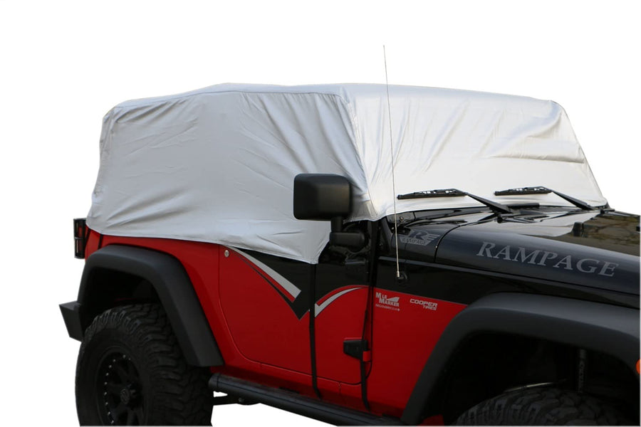 Water Repellent Multiguard Cab Cover for Jeep Wrangler JK RAMPAGE PRODUCTS | Fits Over Installed Top, Flannel Inner Liner, Silver | 2263 | Fits 2007-2018 Jeep Wrangler JK 2-Door