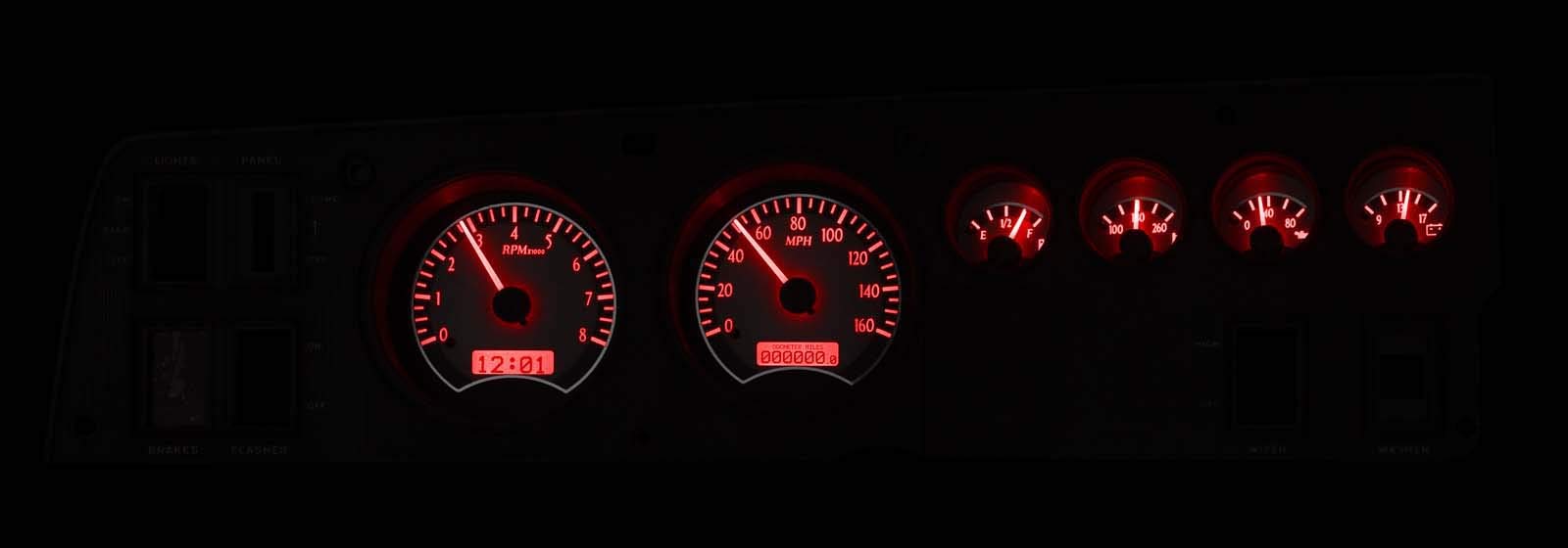 Dakota Digital Analog Gauge System Aftermarket for 68-70 Dodge Charger Super Bee 69-70 Coronet R/T, 70 Plymouth GTX and Road Runner Analog Silver Alloy Red Backlighting VHX-68D-CHG-S-R