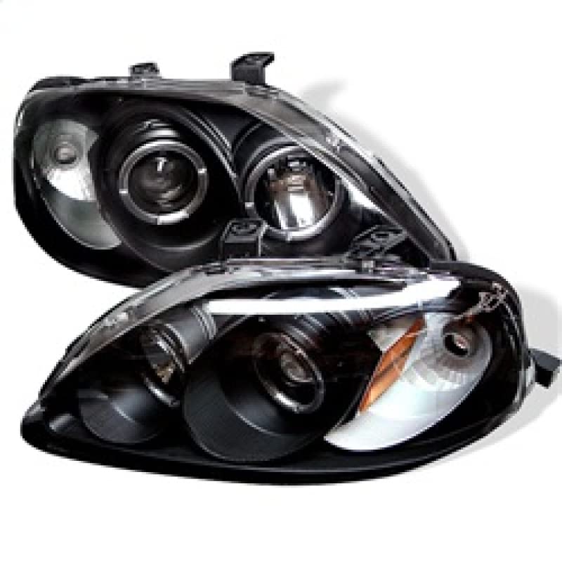 LED Halo Spyder Auto Projector Headlights Black/Clear 5010933