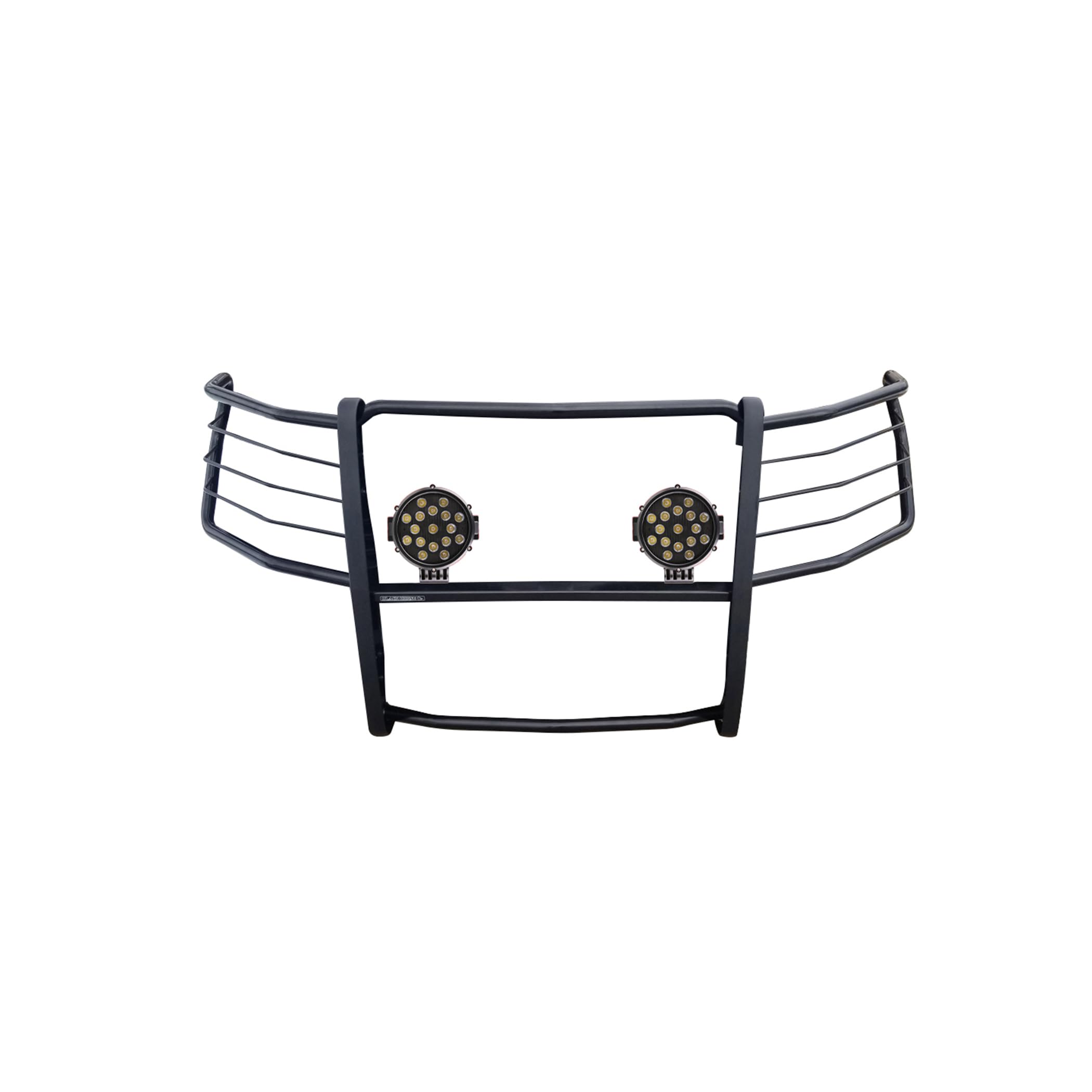 Bumper Guard Modular Black Horse Grille brush Come With pair of 7.0"Dia.LED Lights with Black Trim Rings Compatible with 2019-2021 Silverado 1500|2022-2022 Silverado 1500 LTD-17GT29MA-PLB