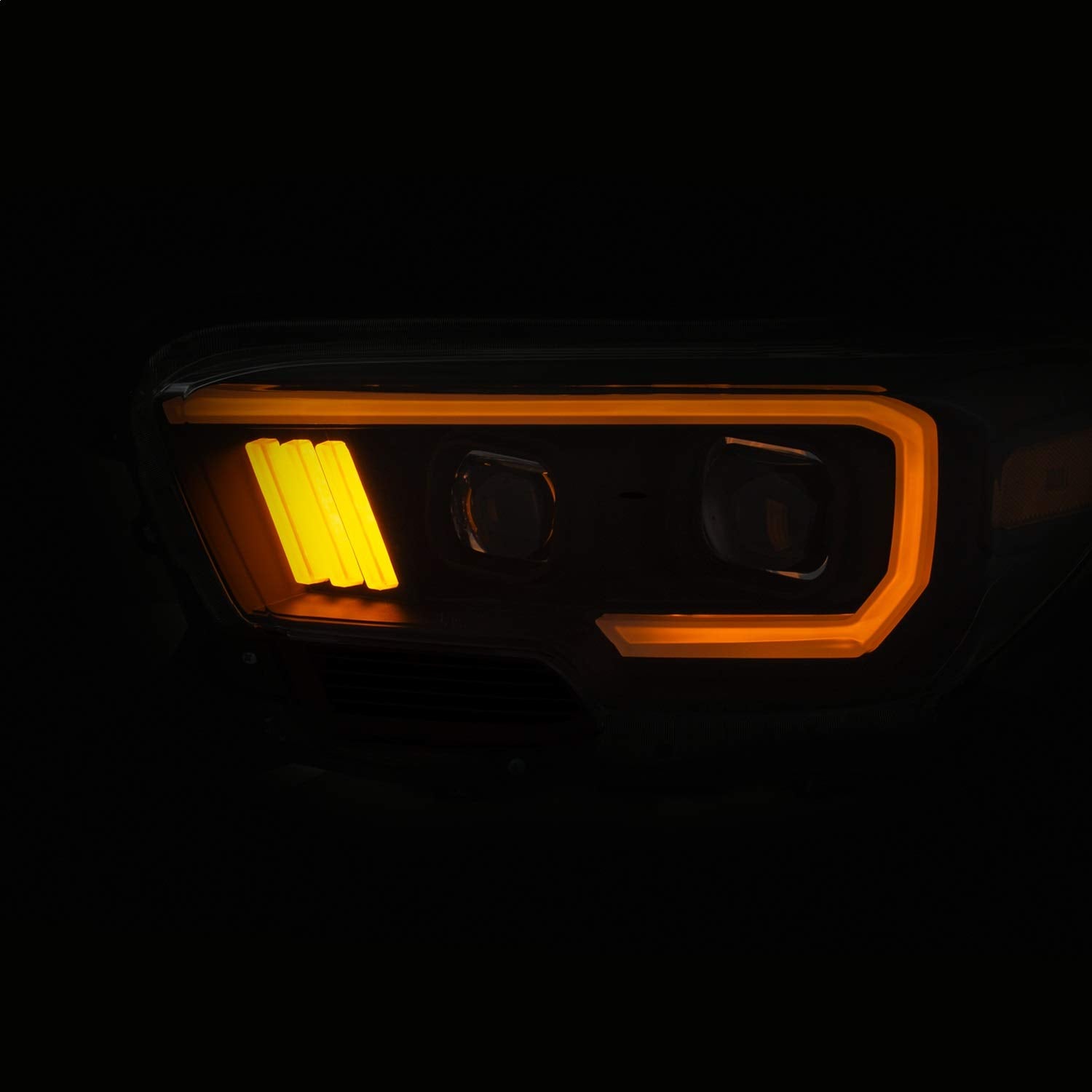 Projector Headlight Set Anzo USA 111397 w/Plank Style Switchback Black w/Amber w/LED DRL