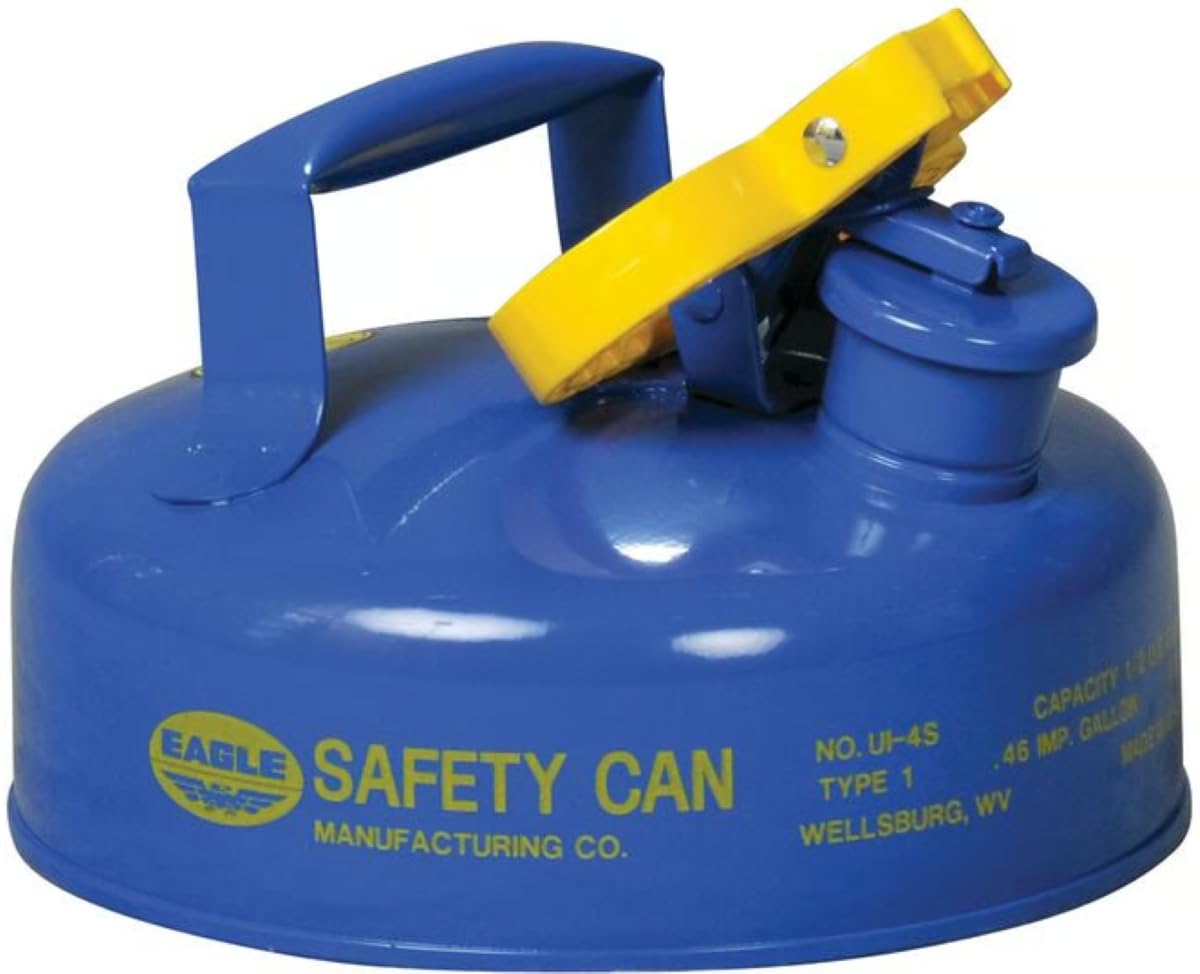 Eagle 2 Quart Blue Type I Safety Gas Can for Kerosene with Flame Arrester and Self-Closing Lid, Made in the USA, Galvanized Steel Flammable Storage Can, UI4SB