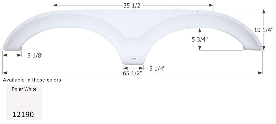 Tandem Axle Fender Skirt ICON 12190 for Dutchmen - Polar White