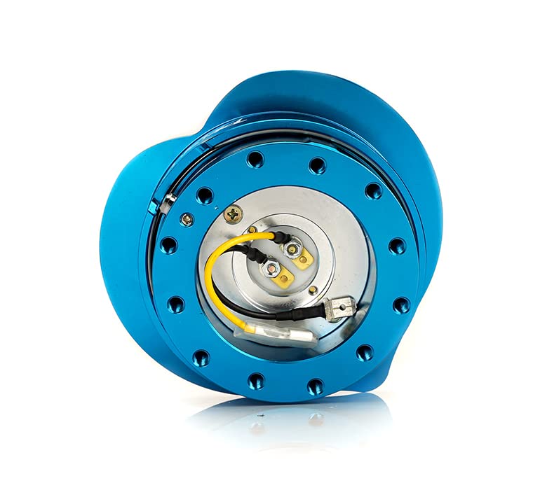 NRG Innovations Steering Wheel NRG-SRK-143BL Quick Release Kit Adapter Blue Body/Blue Heart Shape Ring Flares, 6x70mm & 6x74mm Bolt Pattern