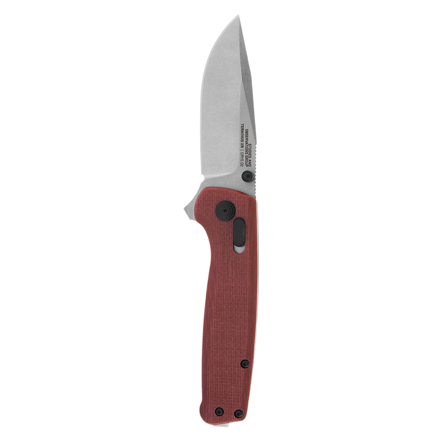 SOG Folding Pocket Knife Terminus XR G10- Ambidextrous EDC Knife with Adjustable Belt Clip, G10 Handle, and Stonewashed Hardware- Crimson (TM1023-CP)