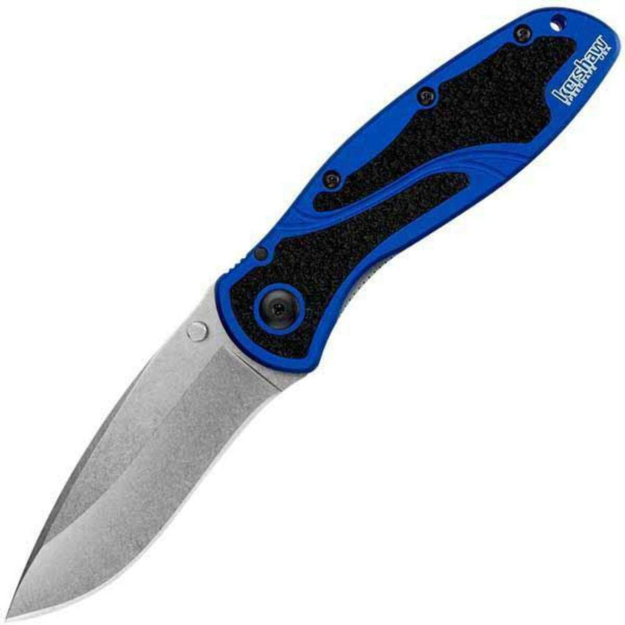 Kershaw Pocket Knife, Blur Navy Blue Stonewashed (1670NBSW) with 3.4 Stonewashed 14C28N Steel Blade