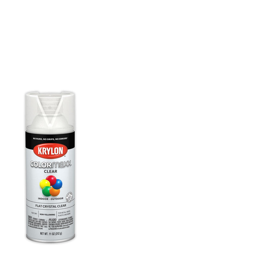Krylon COLORmaxx K05547007 Acrylic Clear Finish for Indoor/Outdoor Use, Flat Crystal Clear, 11 Ounce (Pack of 1)