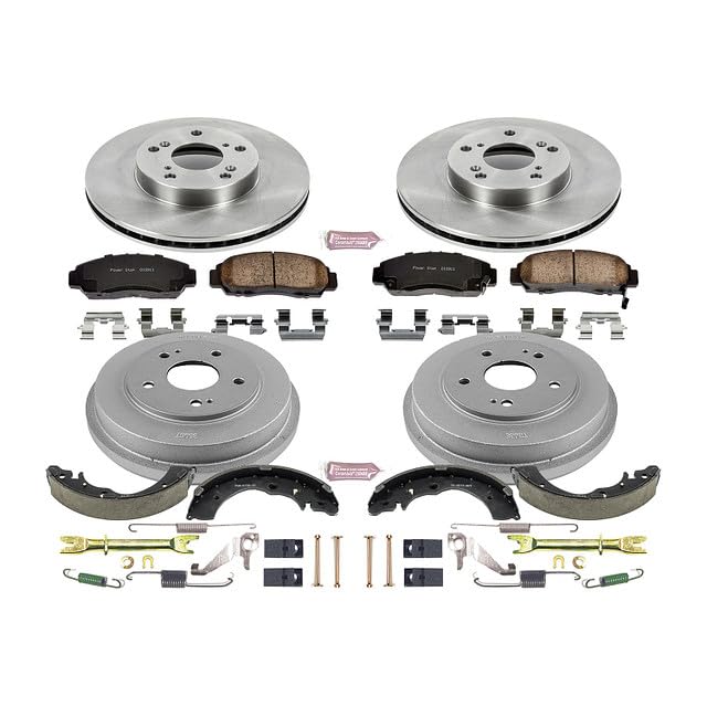 Power Stop Autospecialty KOE15109DK Front and Rear Replacement Brake Kit-OE Brake Drums & Ceramic Brake Pads For Honda Civic 2006-2011 [Model Specific]