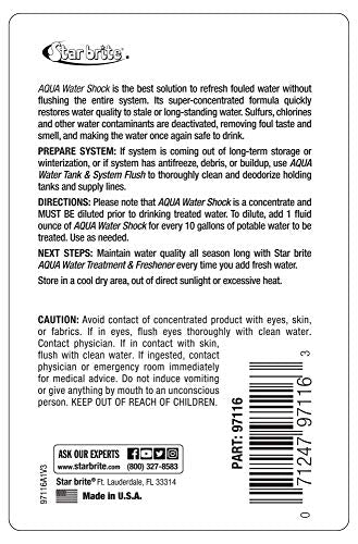 Aqua Water Shock STAR BRITE for Boats & RVs - Instant Odor & Bad Taste Remover for Potable Water, 16 Ounce (097116)
