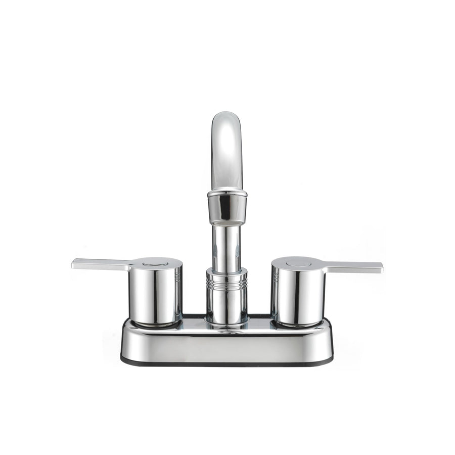 Dura Faucet Modern (DF-PB155M-CP) RV Bathroom Faucet with Dual Levers – Chrome Polished 4-Inch Center Set, High-Arc Spout, Easy 2-Hole Installation – Lightweight, Lead-Free, and Washerless Design