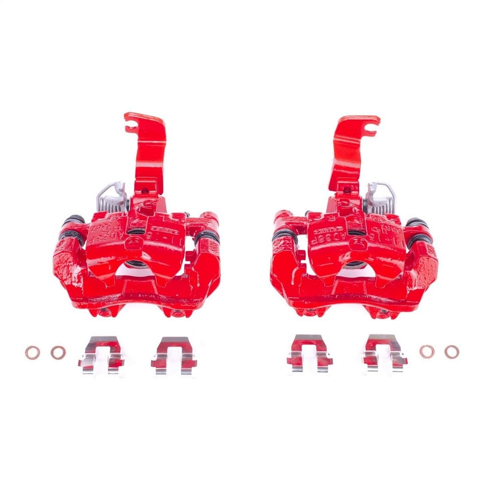 Rear Power Stop S4718 Pair of High-Temp Red Powder Coated Calipers For Buick Park Avenue, Cadillac DeVille, Cadillac Seville, Oldsmobile Aurora, Pontiac Bonneville [Model Specific]