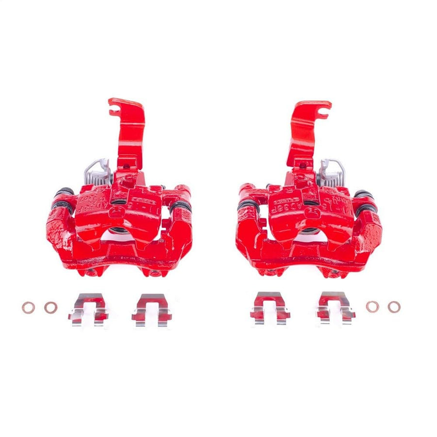 Rear Power Stop S4718 Pair of High-Temp Red Powder Coated Calipers For Buick Park Avenue, Cadillac DeVille, Cadillac Seville, Oldsmobile Aurora, Pontiac Bonneville [Model Specific]