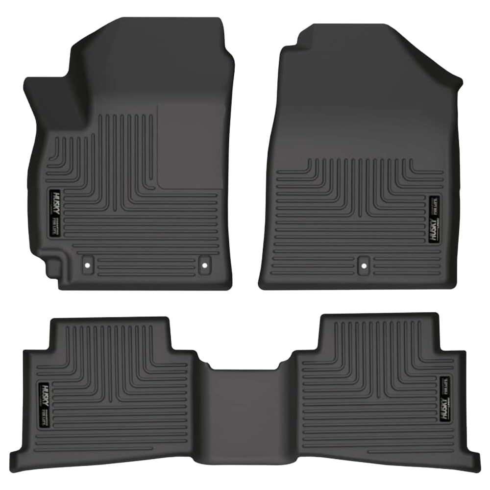 Weatherbeater Husky Liners Floor Mats | Fits 2021-2025 Kia Seltos | Front & 2nd Row, 3-pc Black - 95801