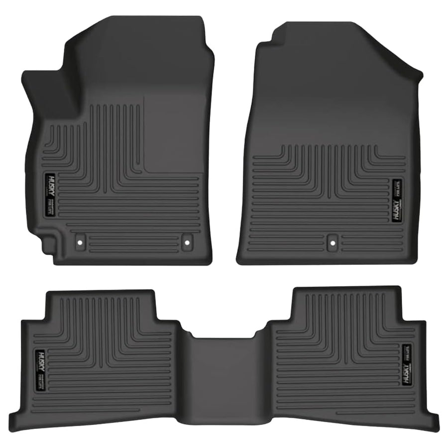 Weatherbeater Husky Liners Floor Mats | Fits 2021-2025 Kia Seltos | Front & 2nd Row, 3-pc Black - 95801