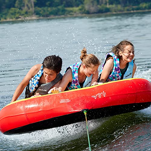 RAVE Sports Inflatable Diablo III Towable Tube, 1-3 Riders, Leg Bumpers for Safety, Foam-Filled Reinforced Handles, Quick Connect Tow Point, Deep Water Boarding Strap, Boat-Tubes
