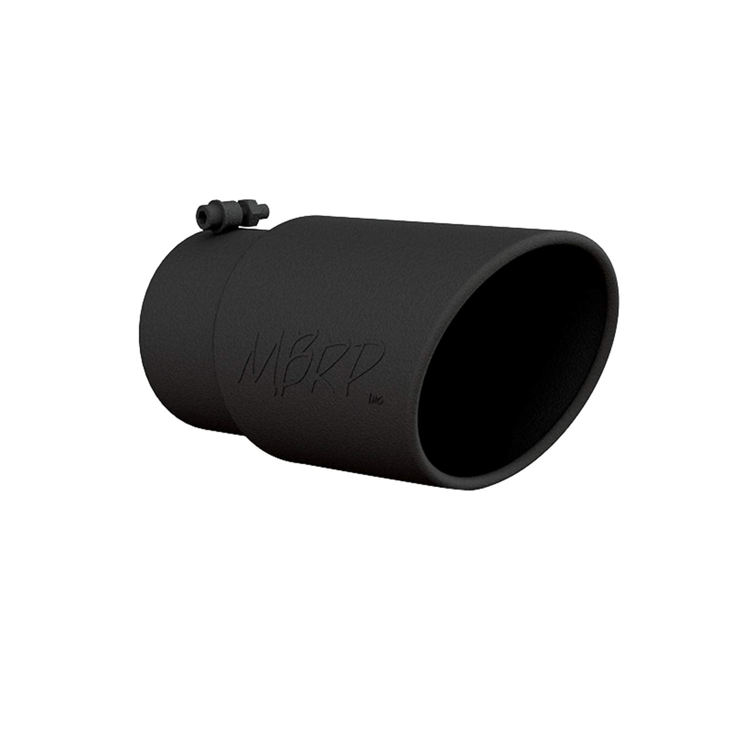 Black Coated MBRP Exhaust Tip T5075BLK (6" O.D., Angled Rolled End, 5" Inlet, 12" Length)