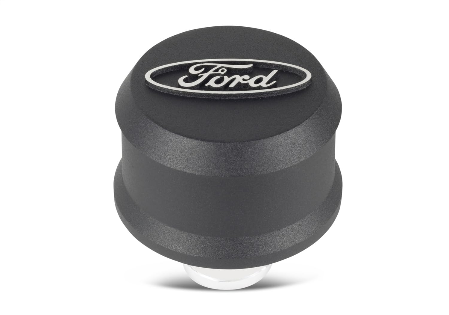 302-435 Ford Breather - Slant-Edge - Push-in - Round - 1-1/4 in Hole - Raised Oval Logo - Aluminum - Black Crinkle Powder Coat - Each