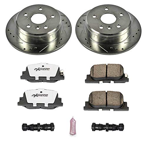 Power Stop K1084-26 Z26 Carbon Fiber Brake Pads Rear with Drilled & Slotted Brake Rotors Kit For Lexus ES300 2000-2001, Toyota Camry 2000-2001 [Model Specific]
