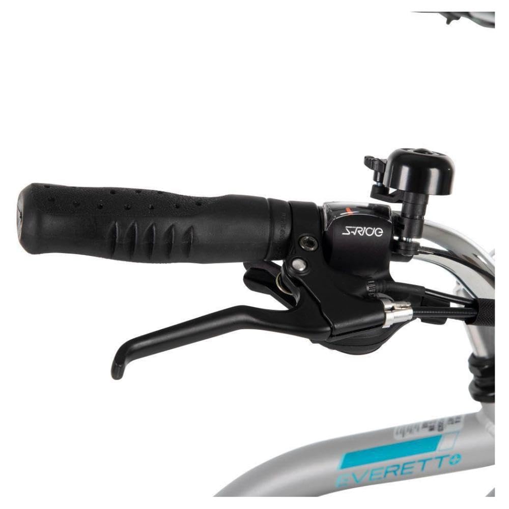 27.5” Huffy Everett + Electric Comfort Bike for Women, Aluminum Frame, Silver, Pedal Assist up to 20 mph