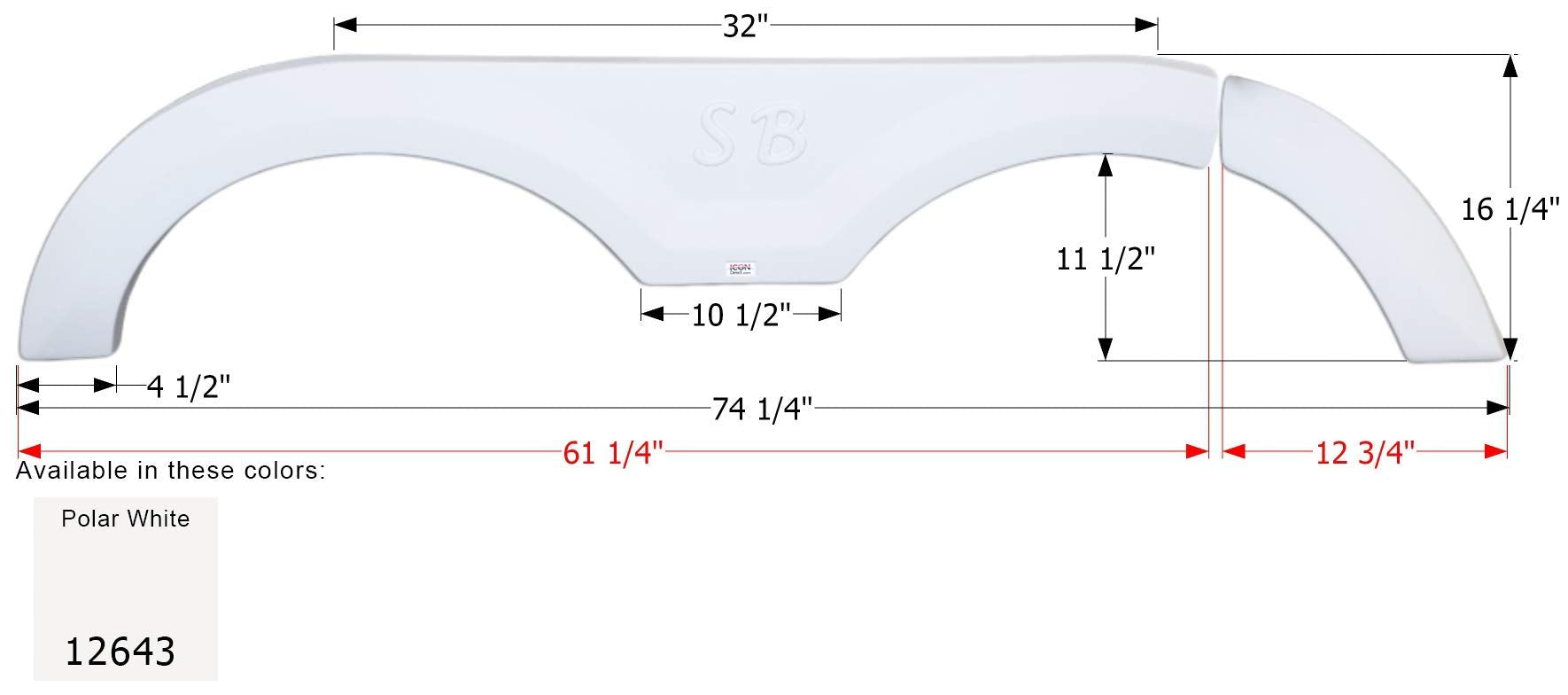 Fender Skirt ICON, Tandem, Sunnybrook, FS2643, Polar White