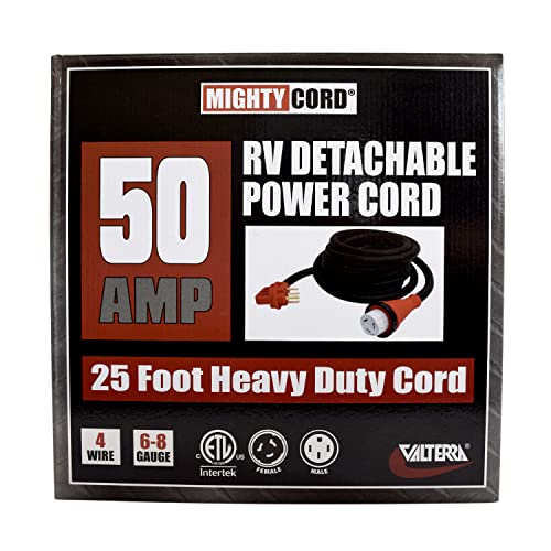 Mighty Cord Valterra A10-5025ED RV 50-Amp Detachable Power Cord, 25 ft., Red