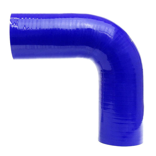 HPS Silicone High Temperature HTSEC90-256-BLUE 4-ply Reinforced 90 degree Elbow Coupler Hose, 55 PSI Maximum Pressure, 3.75" Leg Length on each side, 2-5/9" ID, Blue