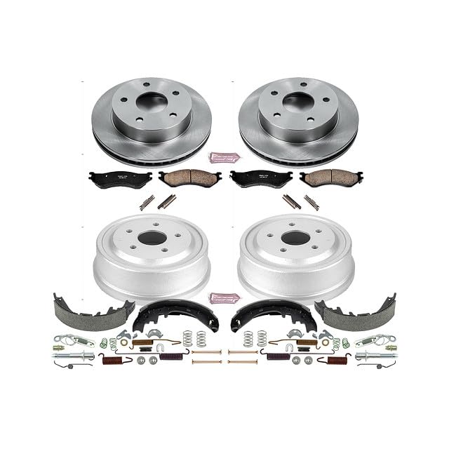 Power Stop KOE15166DK Front and Rear Replacement Brake Kit-OE Brake Drums & Ceramic Brake Pads For Dodge Ram 1500 2000-2001 [Model Specific]