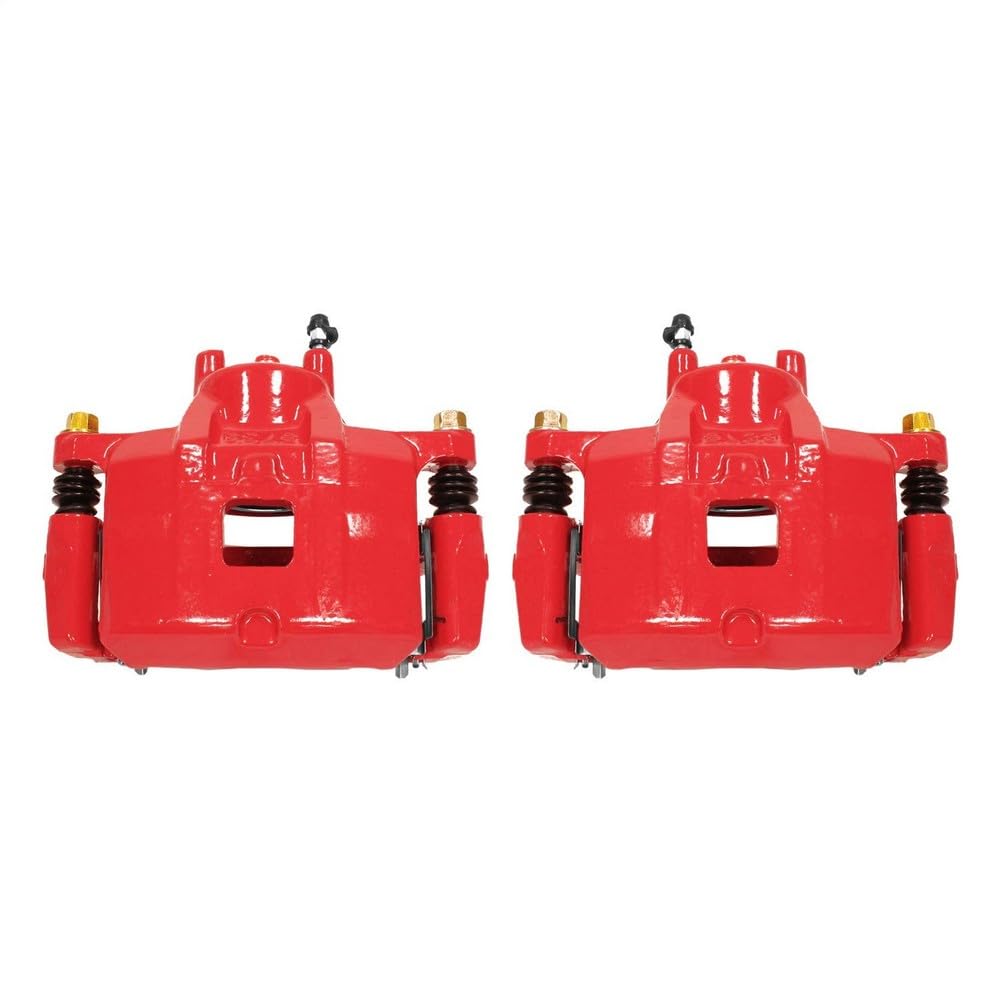 Power Stop Pair of High-Temp Red Powder Coated Front Calipers For Dodge Caliber 2007-2012 [Model Specific]