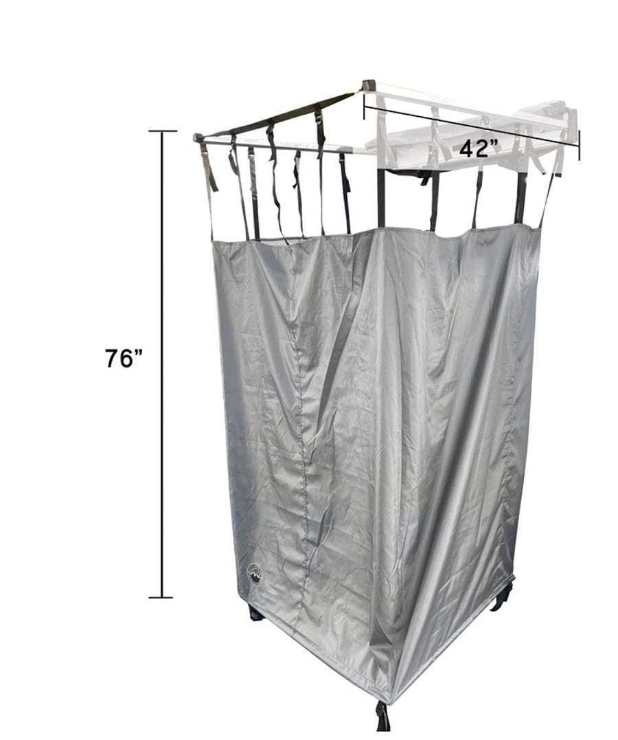 Overland Vehicle Systems Nomadic HD Car Side Shower Room With Black 1000G PVC Travel Cover, Universal L - Brackets, Dark Grey Body with Silver Inner Lining