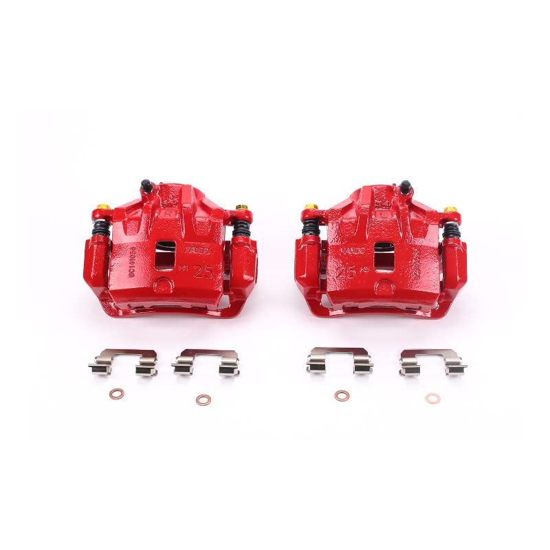 Power Stop Front Pair of High-Temp Red Powder Coated Calipers For Hyundai Sonata 2004-2005, Hyundai Tiburon 2003-2005, Kia Magentis 2002-2004, Kia Optima 2003-2006 [Model Specific]
